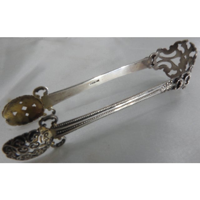Vintage Sterling Silver Ice Tongs For Sale - Image 4 of 9