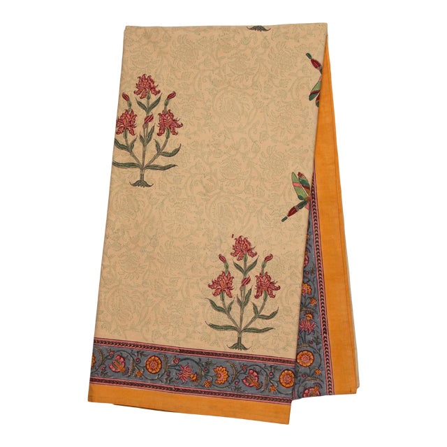 Dragonfly Floral Tablecloth, 4Seat Table in Mustard Yellow Chairish