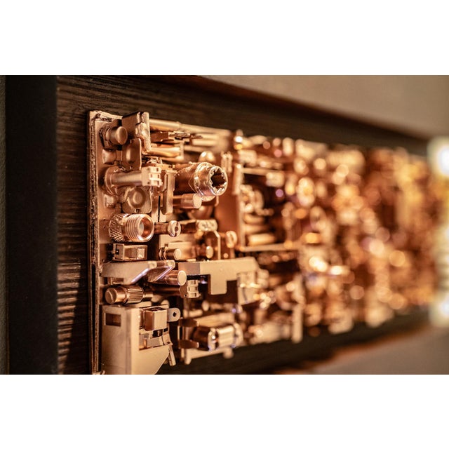 Various Artists Assemblage 102” – Mixed Media Wall Sculpture in Sapele and Copper-Toned Industrial Elements, 13.5” X 14” For Sale - Image 4 of 6