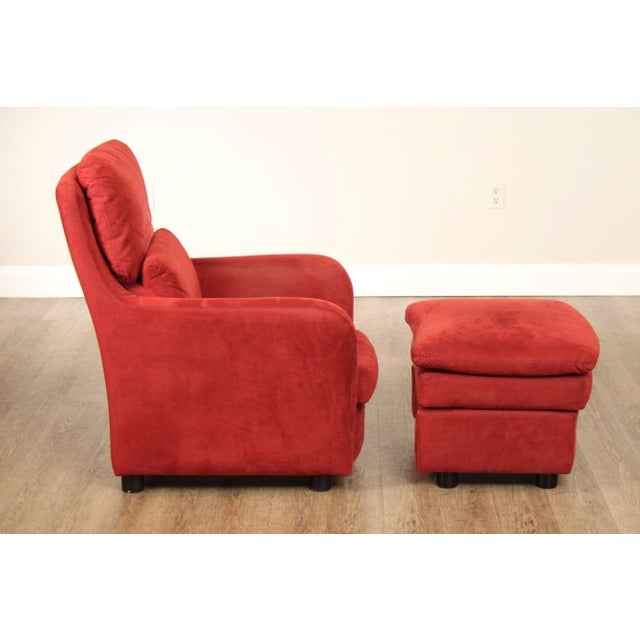Roche Bobois Italian Modern Upholstered Lounge Armchair and Ottoman For Sale In Philadelphia - Image 6 of 12