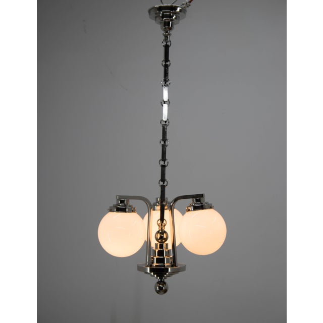 1920s Art Deco 3-Arm Chandelier, 1920s For Sale - Image 5 of 13