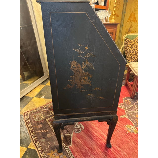 Old Black Distressed Chinoiserie Desk For Sale - Image 10 of 11