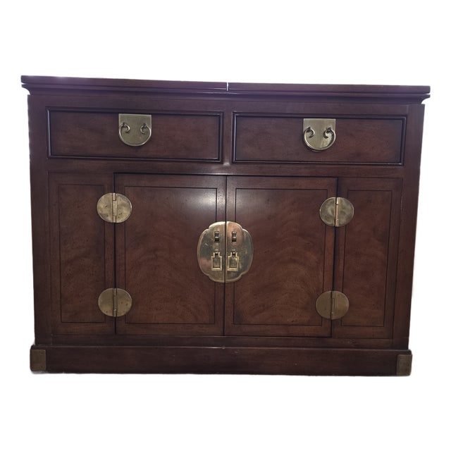 Vintage Henredon Flip-Top Rolling Bar Cabinet For Sale