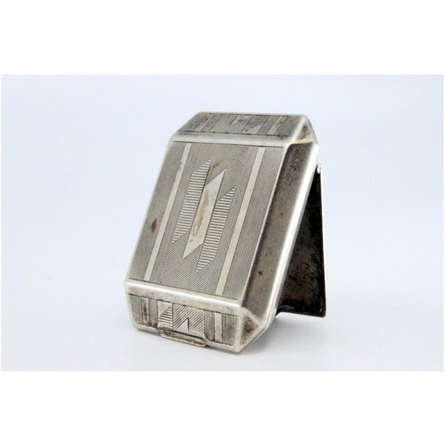 Silver Pill Box with Hinged Lid For Sale - Image 3 of 10