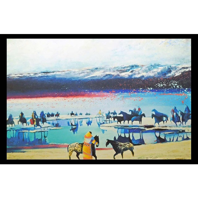 "Winter Ponies of the Nez Perce" #8 Posthumous reproduction Commemorative Limited Edition Giclee on Canvas by Earl Biss...