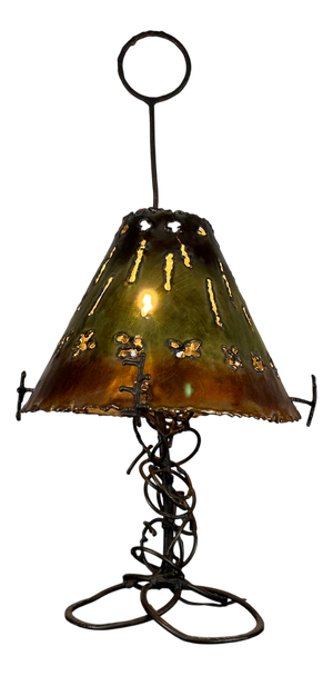 Vintage Brutalist Enameled Copper and Metal Table Lamp, 1960s