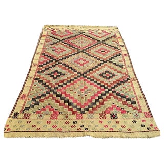 Vintage Handwoven Turkish Kilim Rug - 4′5″ × 6′3″ For Sale