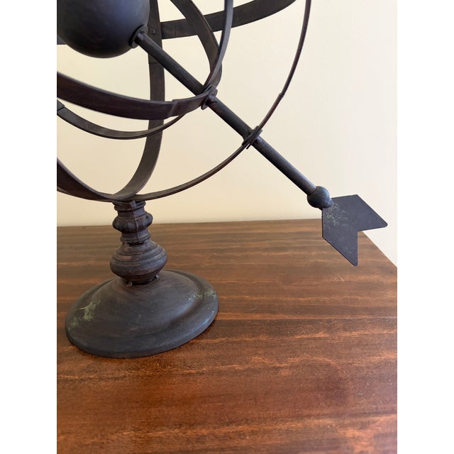 Metal Vintage French Country Iron Garden Armillary Sundial- Outdoor Estate Decor For Sale - Image 7 of 10