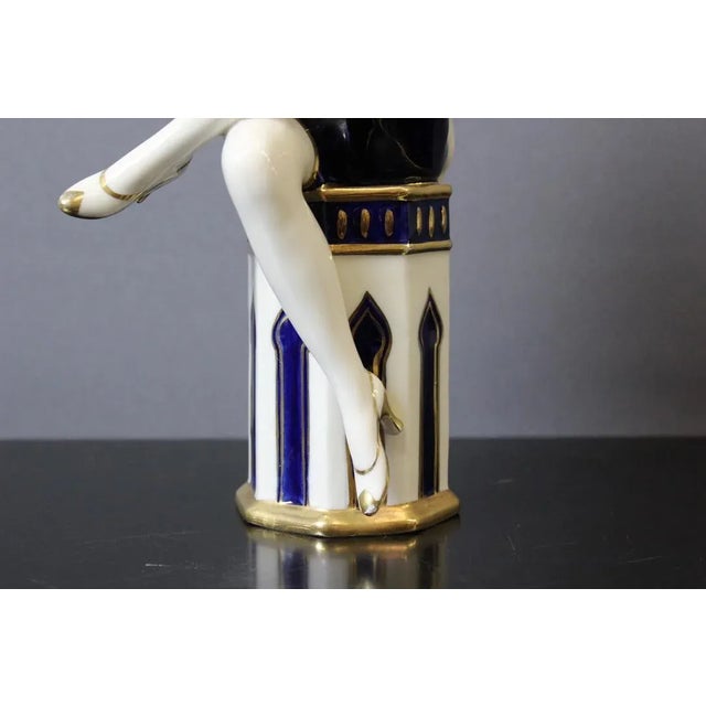 Ceramic Art Deco Mandolin Player in Porcelain from Royal Dux, 1930s For Sale - Image 7 of 11