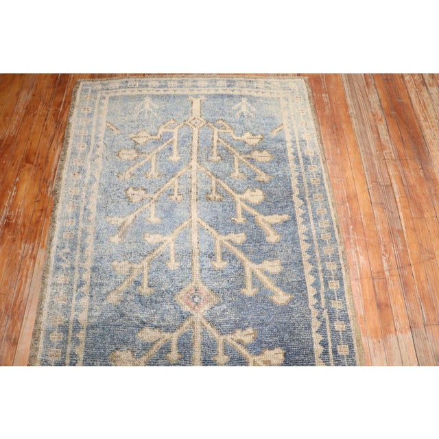 Soft Blue Turkish Runner rug no.j2848 For Sale - Image 4 of 10