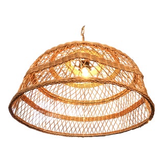 Mid 20th Century Wicker Pendant Chandelier For Sale