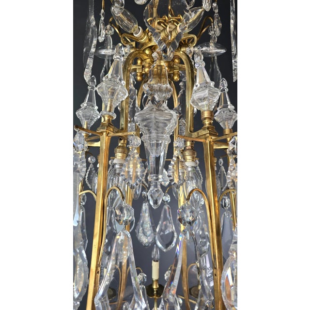 Brass Antique Late 19th Century Lustre a Cage Chandelier Crystal Brass For Sale - Image 8 of 12