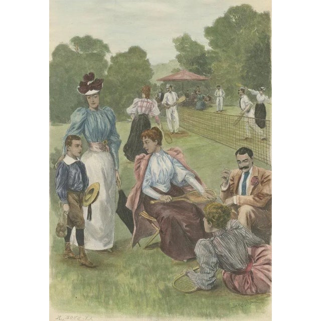 A Day on the Lawn Tennis Court, 1895, Paper For Sale - Image 4 of 6