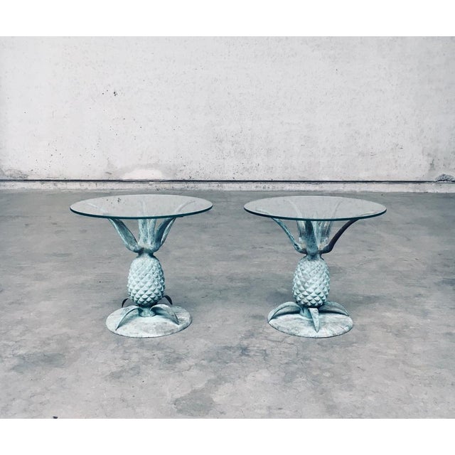 Hollywood Regency Style Brass Patinated Pineapple Side Tables, France, 1970s, Set of 2 For Sale - Image 14 of 18