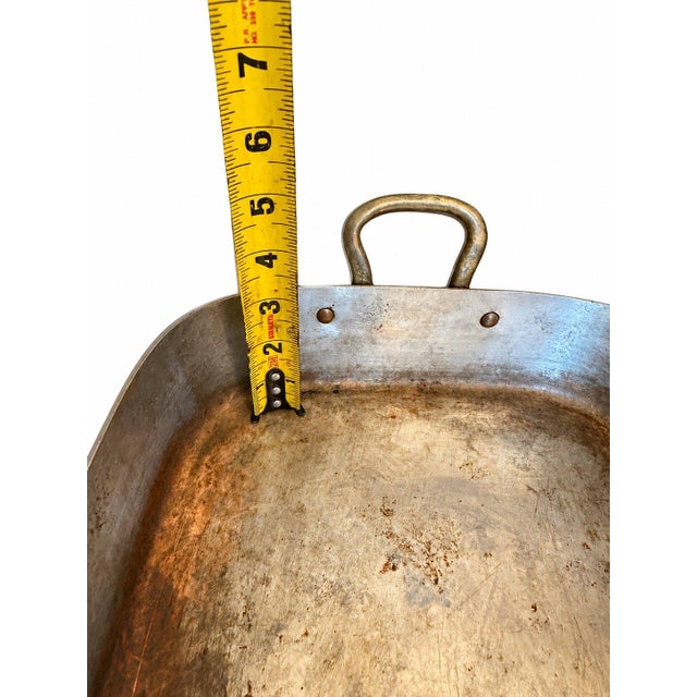 English Vintage Solid Copper Rectangular Roasting Tray Pan Side Handles For Sale - Image 3 of 5
