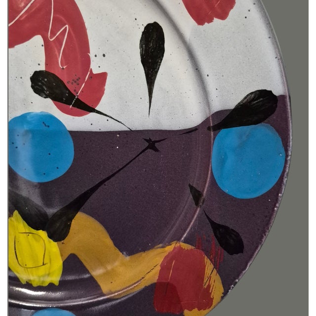 Ceramic Vintage Vermont Dan Lasser Mid-Century Modern Abstract Expressionism Large Platter 15'' For Sale - Image 7 of 12