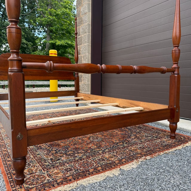 Late 20th Century Vintage Pennsylvania House Traditional Solid Cherry Full Poster Bed Frame For Sale - Image 5 of 12