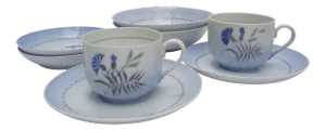 Vintage Bing and Grondahl Cornflower Tea Set- 8 Pieces