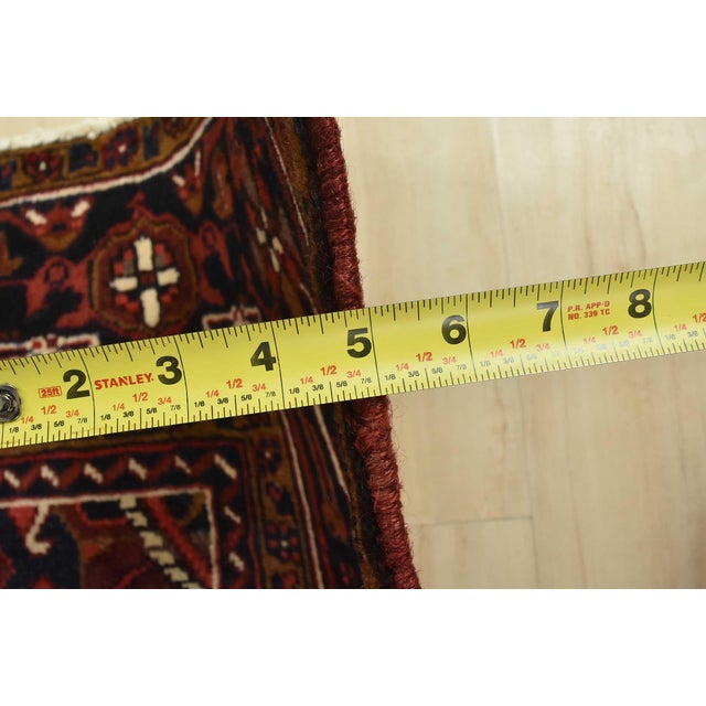 Heriz Rug 8'6'' X 10'3'' Red Wool Vintage Tribal Hand-Knotted Oriental Carpet For Sale - Image 13 of 15