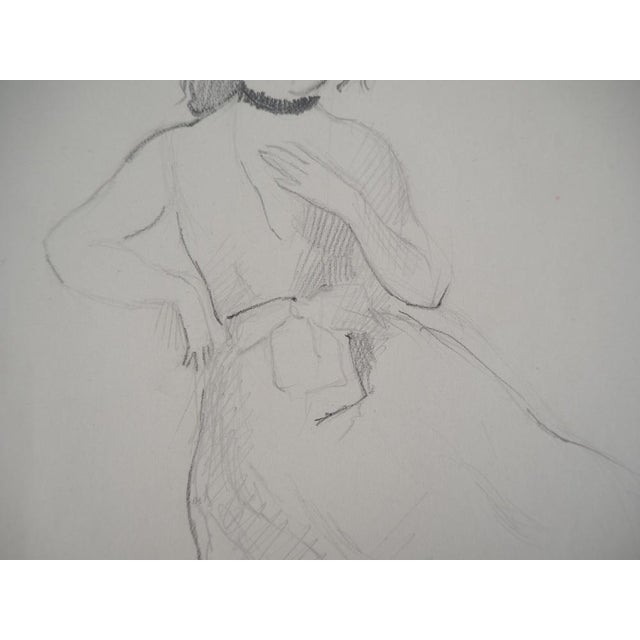 Marie Laurencin, Girl in Dress, Original Pencil Drawing For Sale - Image 4 of 6