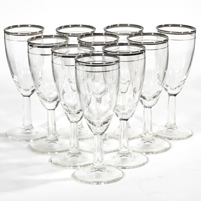 Mid-20th Century Modern Double Silver Ring Glass Stems, 45 Pieces For Sale - Image 5 of 9