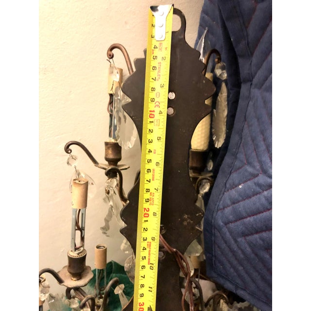 Large 9 Light Crystal Sconces - a Pair For Sale - Image 4 of 10