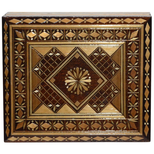 Russian Wooden Inlay Decorative Box For Sale