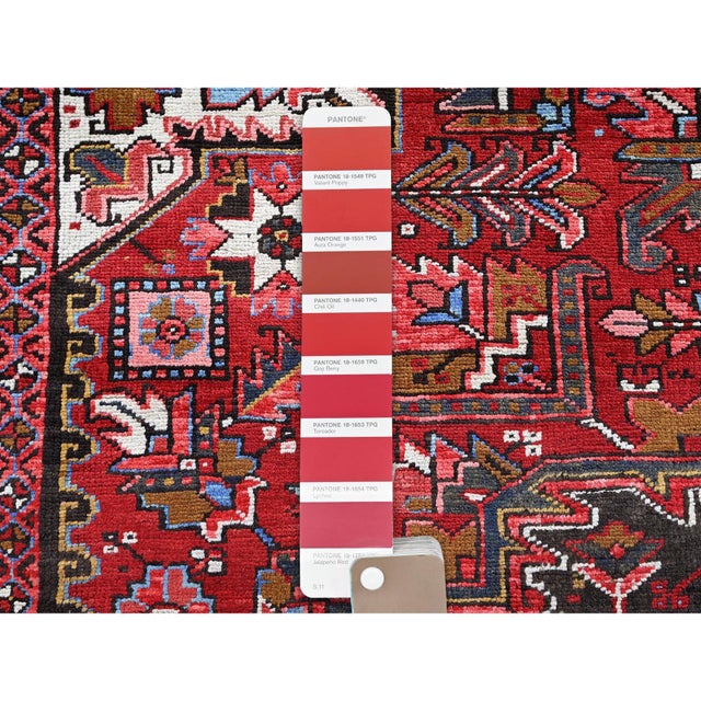 Vintage Persian Heriz Hand Knotted Wool Oriental Rug For Sale - Image 9 of 12