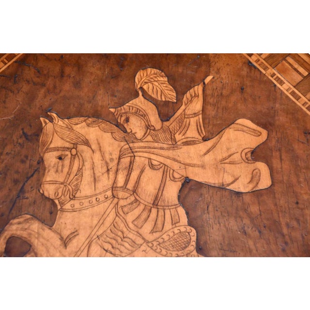 Hexagonal Center Table With Marquetry Design Surface For Sale - Image 4 of 8