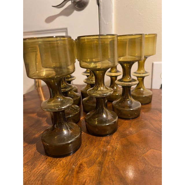 Mid-Century Modern Circa 1963 Vintage Kaj Franck for Nuutajarvi Notsjo Smokey Glasses- Set of 10 For Sale - Image 3 of 6