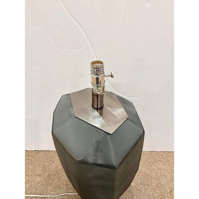 Organic Acid Etched Gray Glass Lamp For Sale In Atlanta - Image 6 of 6