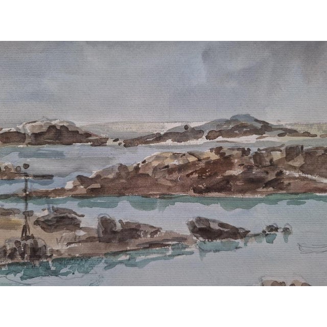 Maurice Chataignier, Chausey, Watercolor on Cardboard For Sale - Image 4 of 6