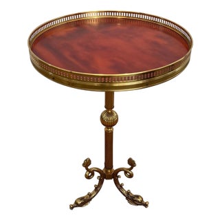 1940s Brass and red celluloid pedestal table by Maison Jansen For Sale