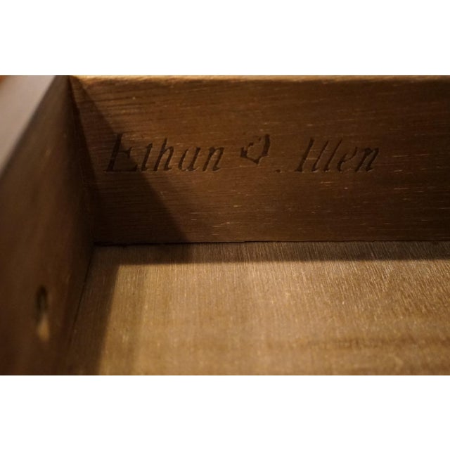 Brown Ethan Allen Antiqued Pine Old Tavern Rustic Americana 25" Square Two Drawer Accent End Table 12-8037 For Sale - Image 8 of 12