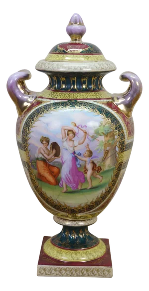 Antique Austrian Royal Vienna Beehive Classical Mantel Vase Trophy Urn 14"