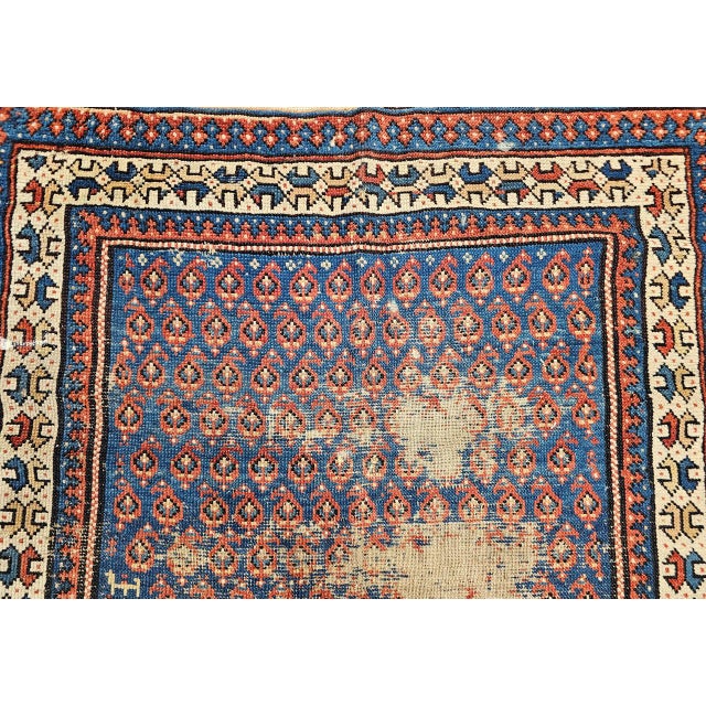 Textile 19th Century Caucasian Shirvan Rug, Handwoven Wool, Allover Paisley Design, Blue & Ivory, 3' x 4' For Sale - Image 7 of 14
