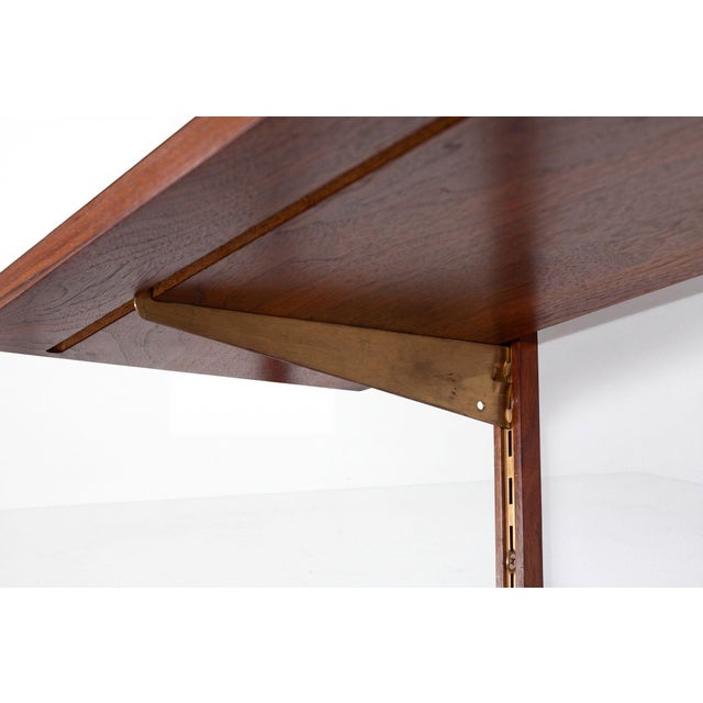 Edward Wormley for Dunbar Three-Bay Walnut & Brass Shelving System, 1952 For Sale - Image 9 of 10