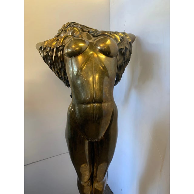 1980s 'Windsong' Tom Bennett Figurative Female Signed Bronze Sculpture For Sale - Image 11 of 13