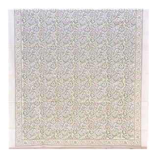 Lys Blanc, Hand Blockprint Cotton Coverlet For Sale