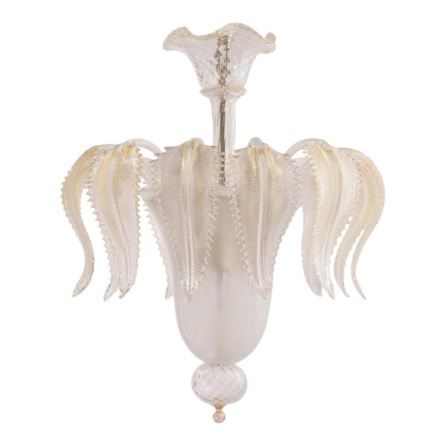 Contemporary Murano Glass Chandelier, White & Crystal With Gold Accents, 58 Cm | Italian Design Statement For Sale