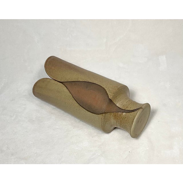 Ceramic Mid-Century Modern Studio Pottery Cylindrical Pottery Vase Signed For Sale - Image 7 of 12