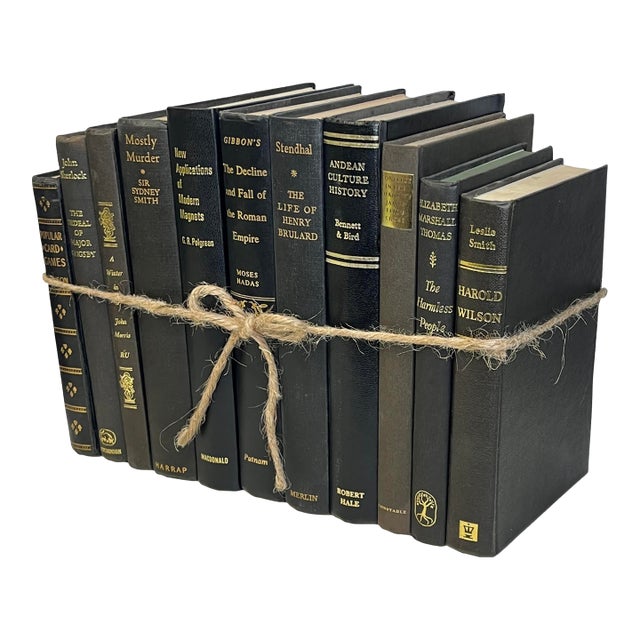 Decorative Books - Vintage Onyx & Gold Book Bundle - 1 Foot of Black Books For Sale