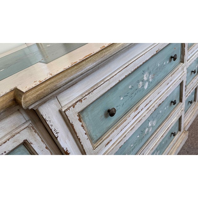 Ivory Vintage Hand Painted Shabby Chic Chest of Drawers For Sale - Image 8 of 12