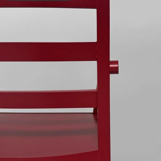 Italian Modern Armchair in Burgundy Varnished Wood, 1980s For Sale - Image 10 of 18