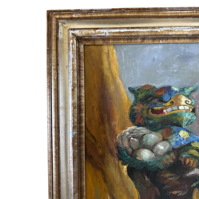 2000 - 2009 Surrealist Still Life With Foo Dog by Zsuzsanna Suger, Signed Oil on Canvas, C. 2000 For Sale - Image 5 of 8