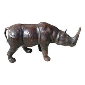 1970s Leather Rhinoceros Attributed to Dimitri Omersa
