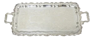 Vintage Sheridan Victorian Silver Plated Narrow Footed Serving Platter Bar Tray