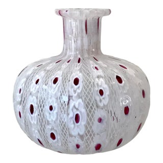 1960s Mid Century Italian Latticino Glass Bud Vase For Sale