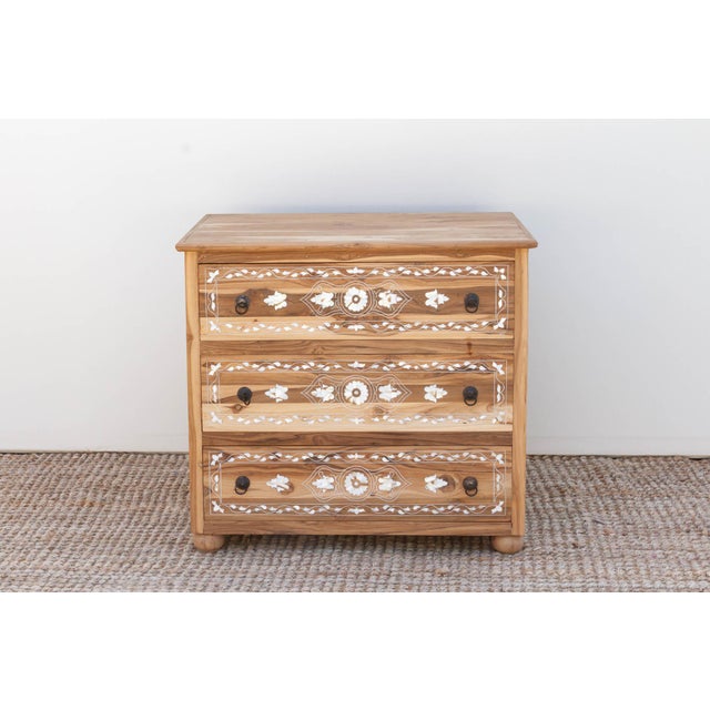 Pair of Reclaimed Teak Mother of Pearl Inlay Dressers For Sale - Image 4 of 12