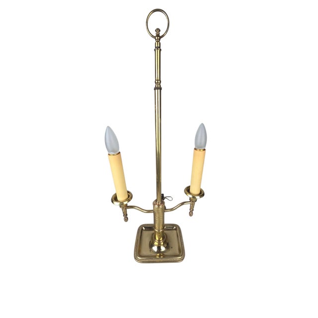 Mid 20th Century Frederick Cooper Brass Bouillotte Lamp With Black Tole Shade, Chicago For Sale - Image 10 of 11